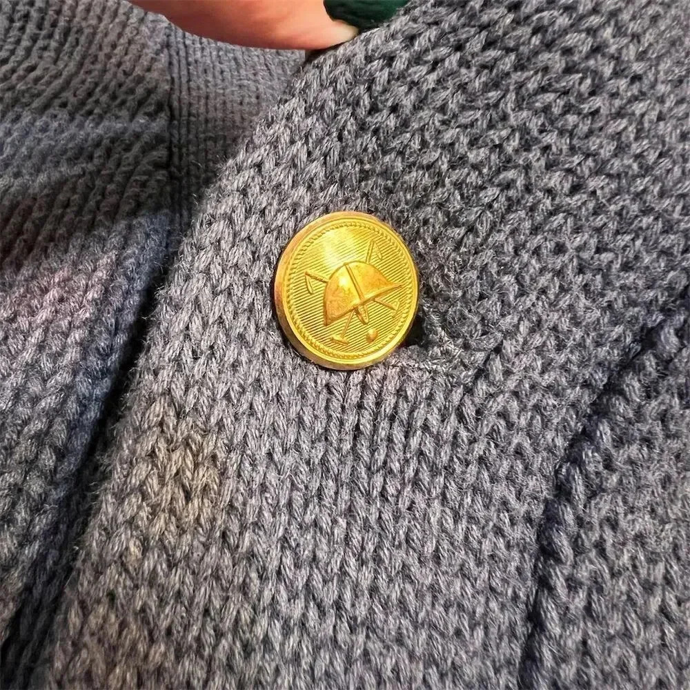 Polo Ralph Lauren Men's Vintage Blue Cardigan Sweater Size M Gold Buttons - Picture 5 of 13